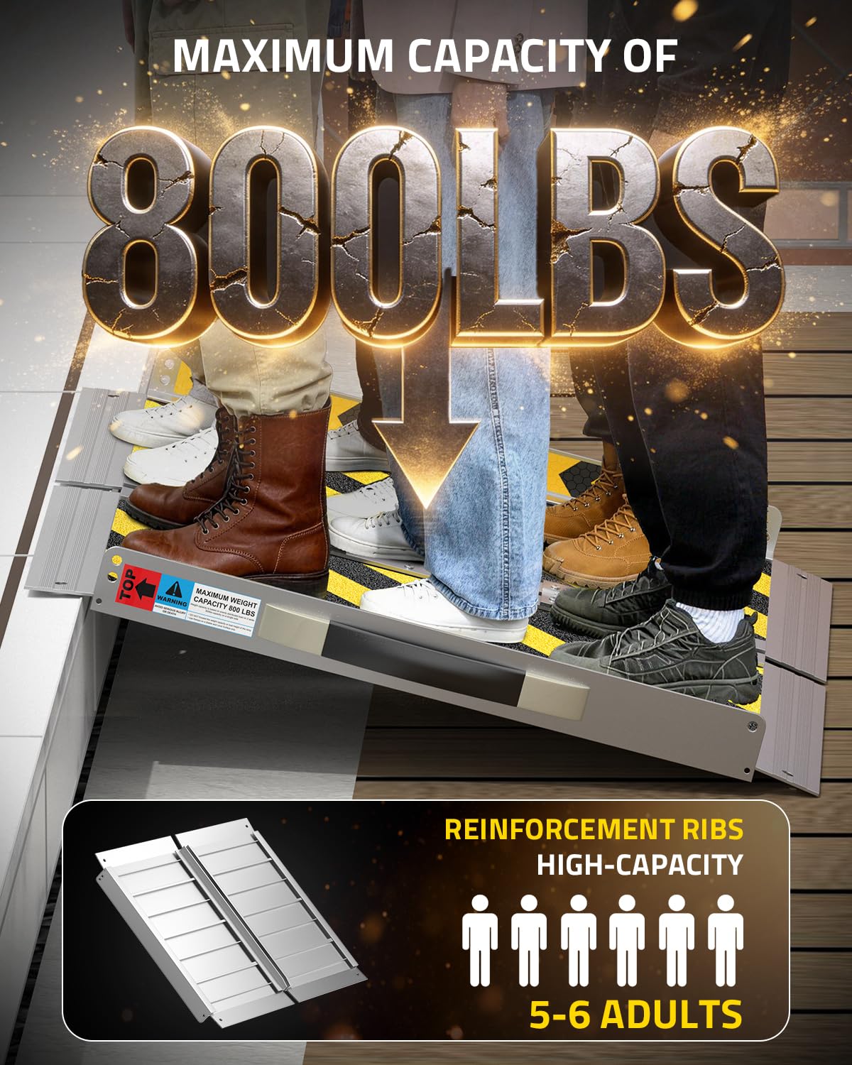 Portable Wheelchair Ramp - 2FT, 800LBS Capacity -4 Portable Wheelchair Ramp - 2FT, 800LBS Capacity -4