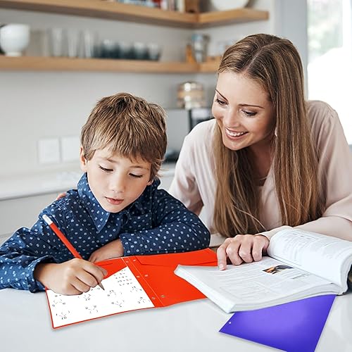 Miniatura 6 de Paquete de 6 carpetas de plástico con bolsillos, 3 agujeros perforados, resistentes con 3 agujeros perforados para carpetas de 3 anillas, carpetas