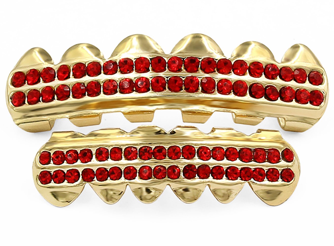 Gold Grillz Teeth Set Best gift for Son-New Custom Fit 14k Plated CZ Diamonds Grillz - Excellent Cut for All Types Of Teeth – Top and Bottom Grill Set - Hip Hop Bling Grillz for Christmas gift