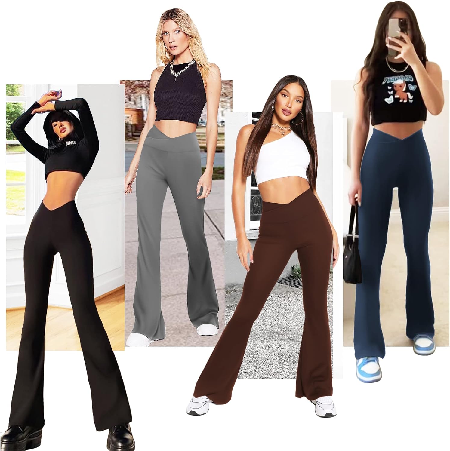 CTHH Women's Flare Yoga Pants-Crossover Flare Trousers for Women High Waisted Workout Soft Bootcut Leggings image 3