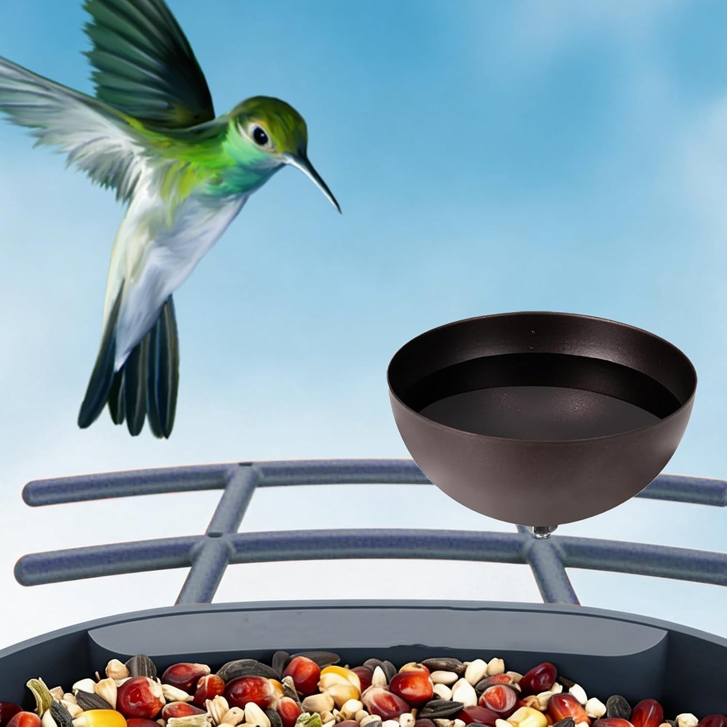 SheeChung Metal Suet Ball Holder Compatible with Bird Buddy,Birds Water Feeder for Outdoor,Smart Feeders Replacement Part with 5mm Screw Hole,2-in-1 Nutrition Set for Bird Feeders,Easy to Clean&Refill