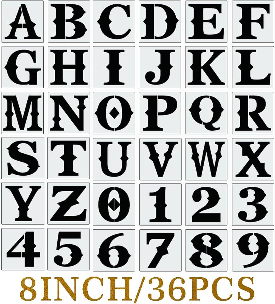 Amazon.com: 8 Inch Letter Stencils for Painting on Wood, 36pcs Large Stencil Letters Alphabet Stencils Drawing Templates for Wall Sign Home Decor : Tools & Home Improvement