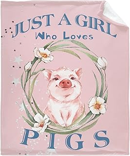Just A Girl Who Loves Pig Plush Fuzzy Throw Flannel Nap Blankets for Travel Picnic, Bed, Sofa Warm Cozy for All Seasons Personalized Pattern Festival Gift Pets (40