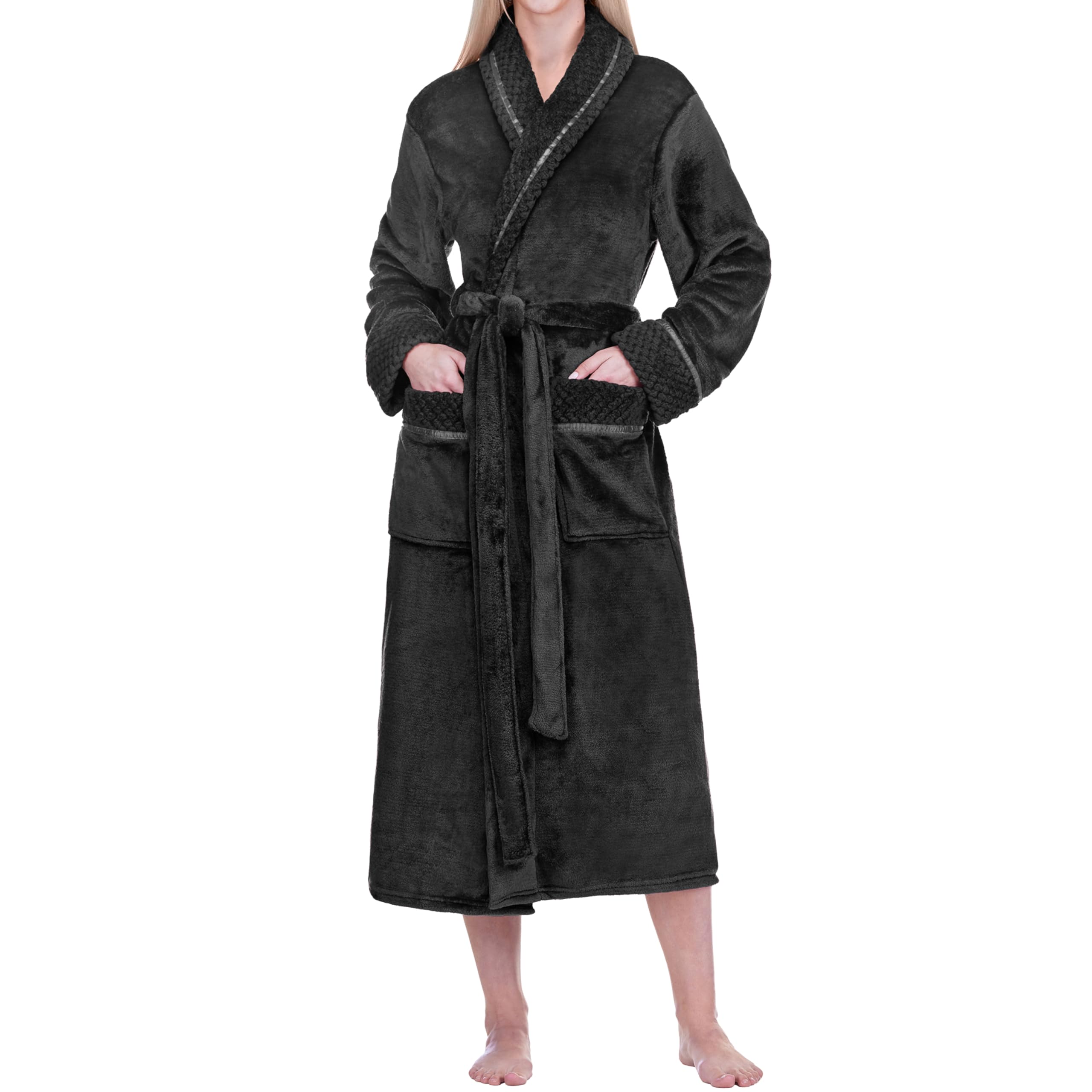 PAVILIA Soft Plush Women Fleece Robe, Cozy Warm Bathrobe, Fuzzy Female Long Spa Robe