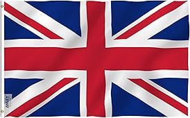 ANLEY Fly Breeze 3x5 Foot United Kingdom UK Flag - Vivid Color and UV Fade Resistant - Canvas Header and Double Stitched - British National Flags Polyester with Brass Grommets 3 X 5 Ft
