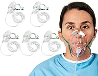 Endure Industries Elongated Oxygen Masks, Pack of 5 Adult - Latex-Free PVC with 2M Tube, Adjustable Comfort Fit