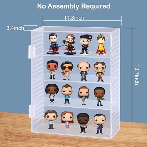 Miniatura 6 de Kitguard Vitrina acrílica con 3 niveles ajustables para figuras Funko Pop, transparente montado en la pared o escritorio para mini figuras de