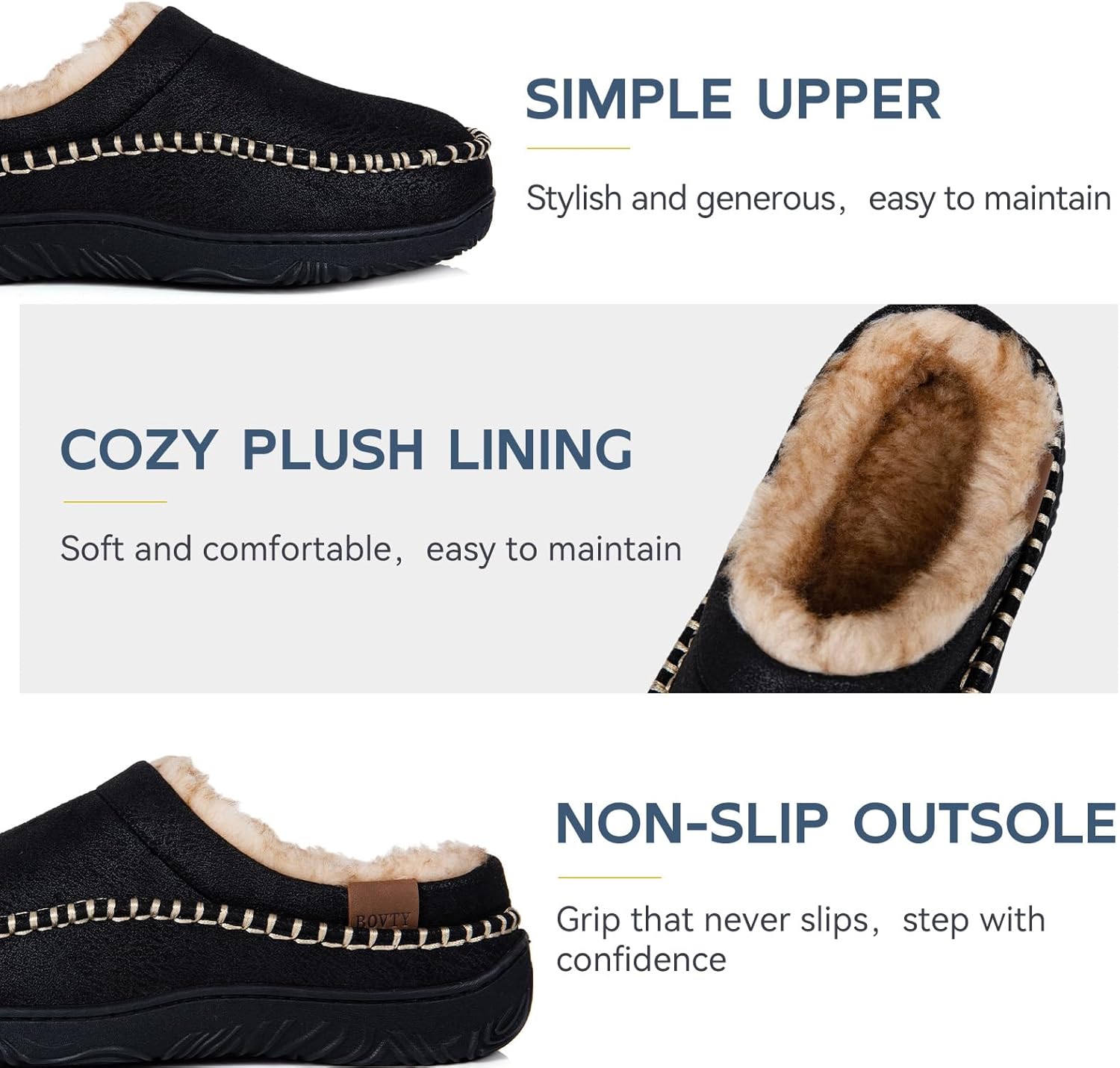 Men's Moccasin House Slippers - Memory Foam Indoor Outdoor Shoes Warm Fuzzy comfy Slip-on - Image 5