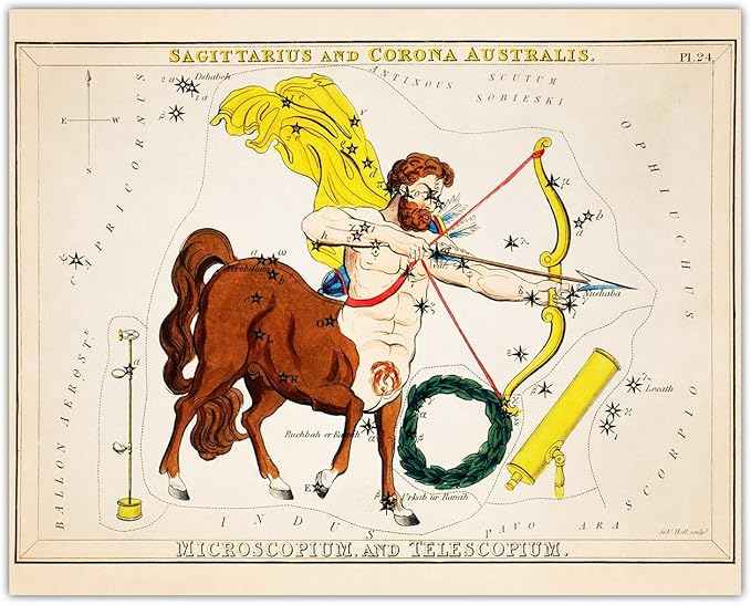Buzz Unplugged Sagittarius Zodiac Astrology Poster: Unique Astronomy Boho Wall Art Poster for Home, Office, Bedroom & Living Room Decor - Unframed Posters 8x10