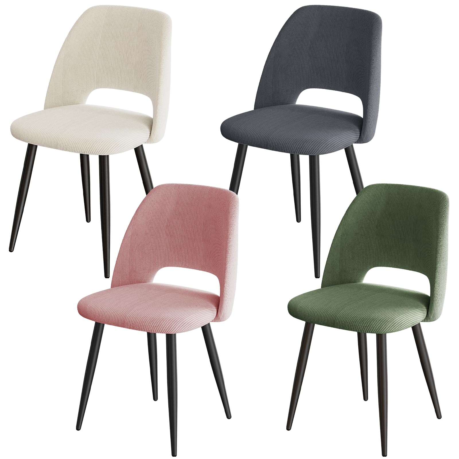 Set di 4 Sedie da Pranzo,Sedia da Cucina In Velluto a Righe, Sedia Imbottita Con Gambe Indipendenti,Sedia da Salotto,Per Sala da Pranzo,Soggiorno,Cucina