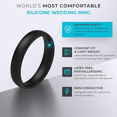 ThunderFit Silicone Rings for Him and Her, Rubber Engagement Bands Unisex, 1.7mm Thick Minimalist Rubber Engagement Rings