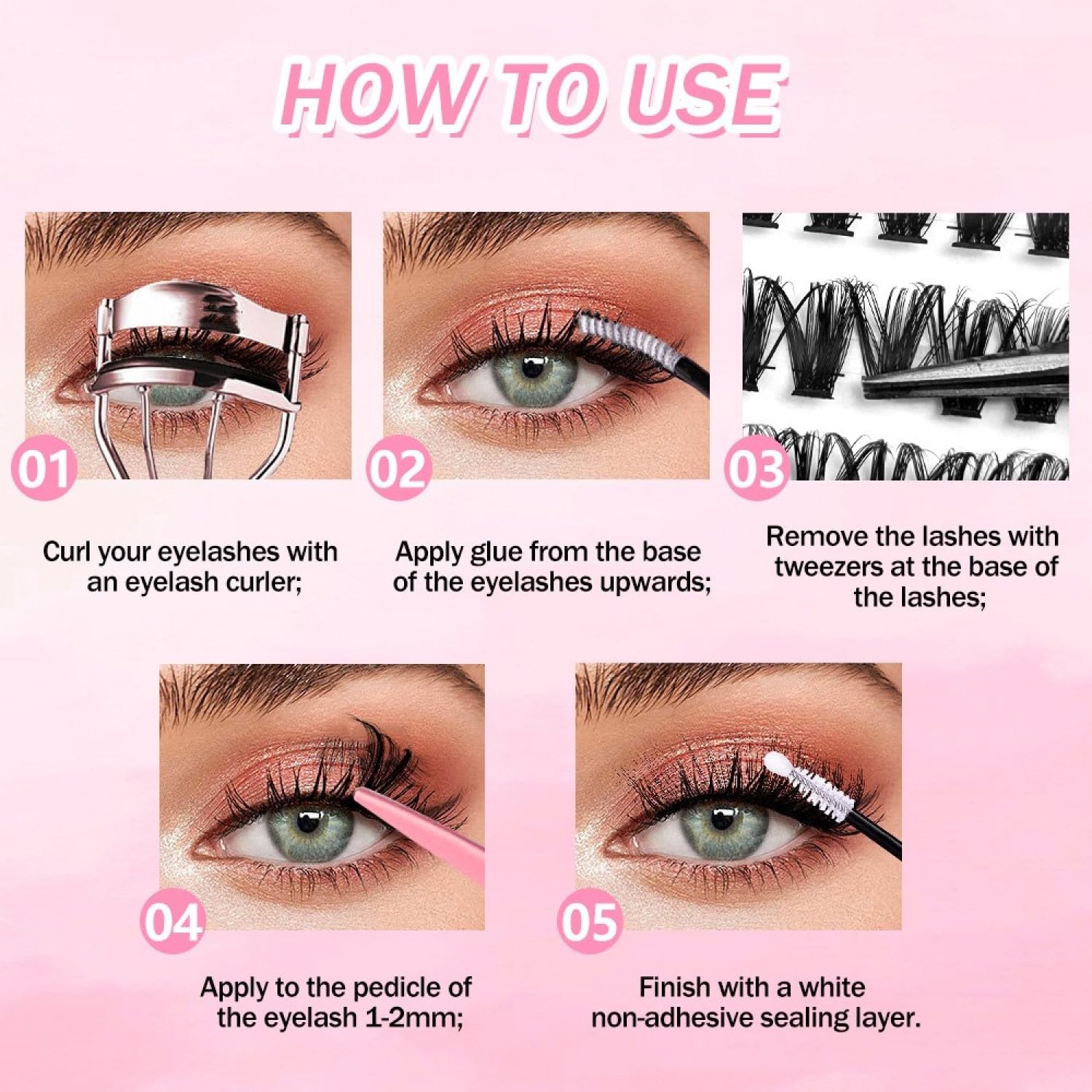 640pcs Lash Clusters 9-16mm Wispy Cluster Eyelash Extensions Individual Lashes Lash Extension DIY D Curl Volume Extensions Individual Lashes Eyelash Clusters(30D+40D+50D) - Image 2