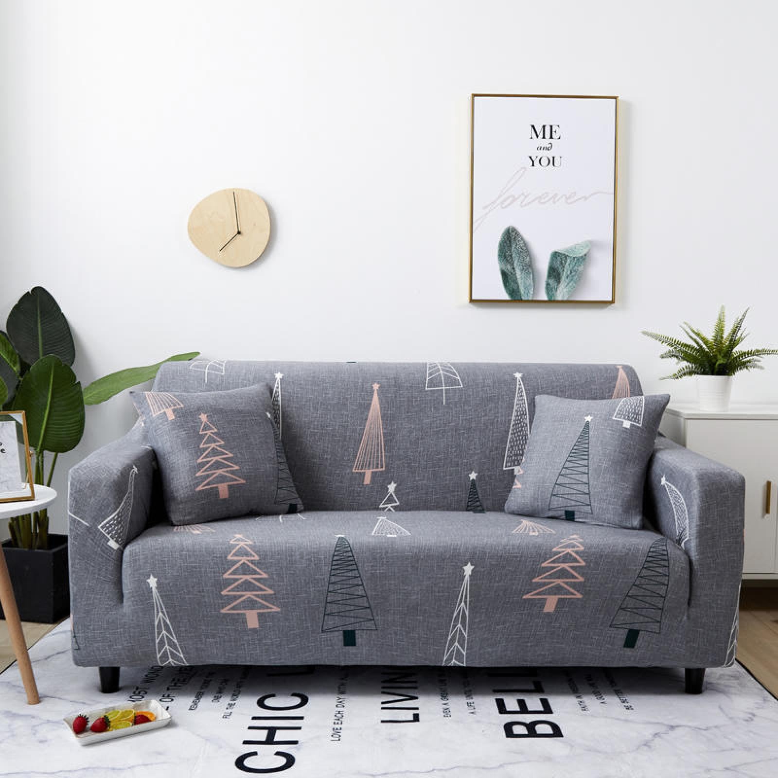 Sofa Cover Árbol De Navidad Gris Funda Sofá 2 Plazas Anti Gatos Elasticas Fundas Sofa Ajustables Spandex Cubre Sofas Lavables Fundas Sofas Universal Couch Cover Espesas Cubresofa