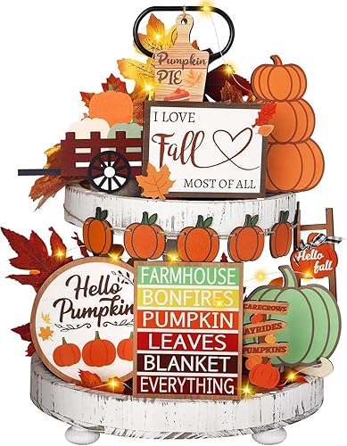 AONEHOME Bandeja ajustable de 3 niveles con decoración de granja, bandejas decorativas blancas con niveles - Soporte para cupcakes de 3 niveles -