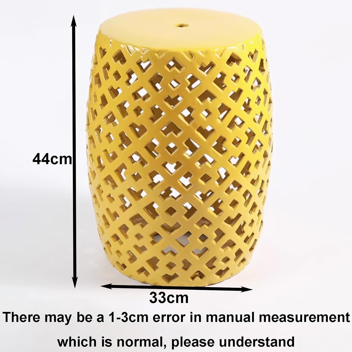 Ceramic Decorative Garden Stool, Chinese-Style Drum Stool, Hollowed Glazed Accent Stool, Glazed Hand-Painted Drum Stool - Makeup Stool, Side Table, Footstool(Orange)