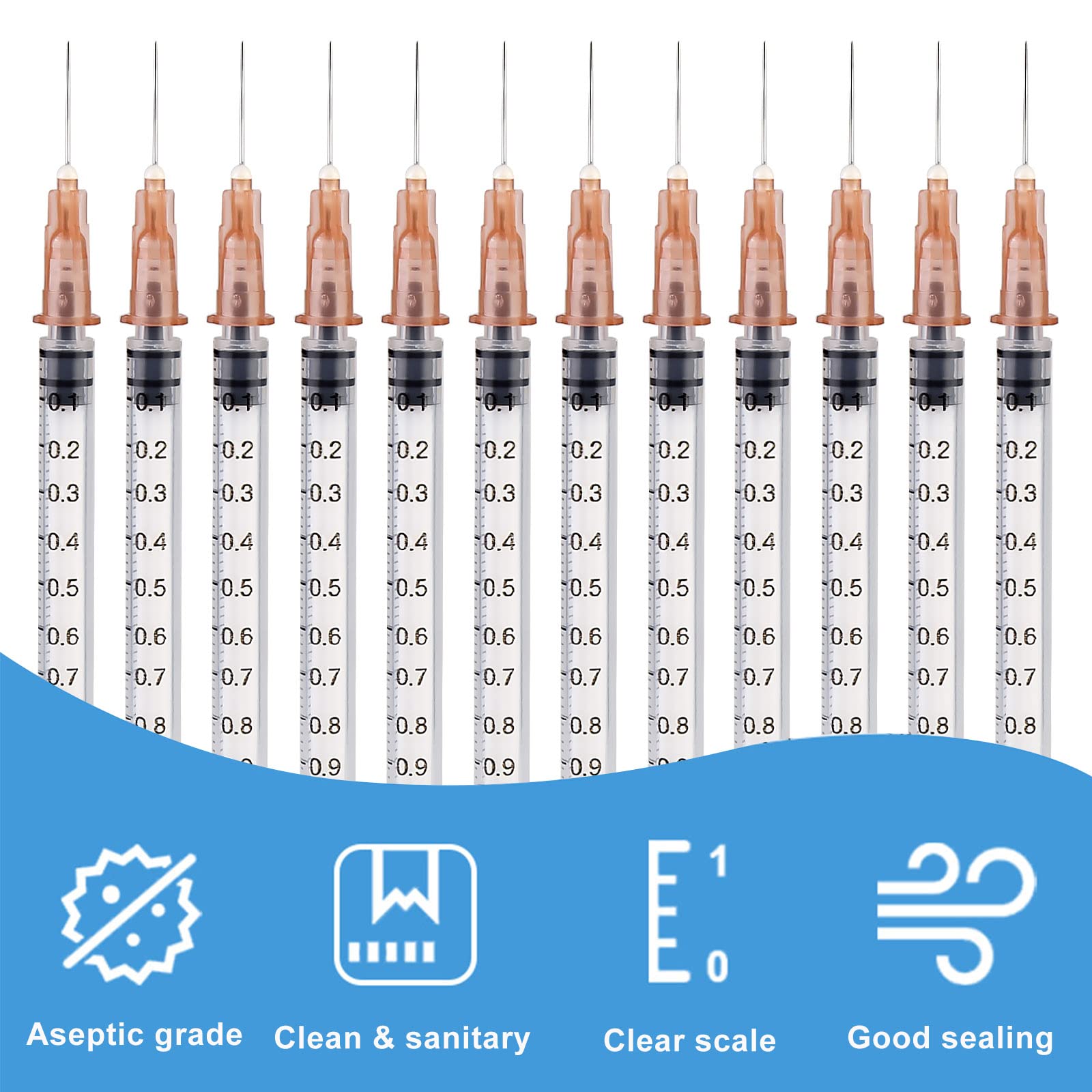 100 pezzi siringa da 1 ml, set di siringhe Vegena da 1 ml in tubo di plastica, siringhe monouso, siringa dosatrice piccola, siringa per liquidi, confezione sigillata indipendente, siringhe monouso