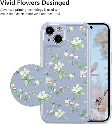Miniatura 9 de ZTOFERA Funda de silicona compatible con iPhone 14 Plus para niñas y mujeres, diseño de flores florales, delgada, a prueba de golpes, funda