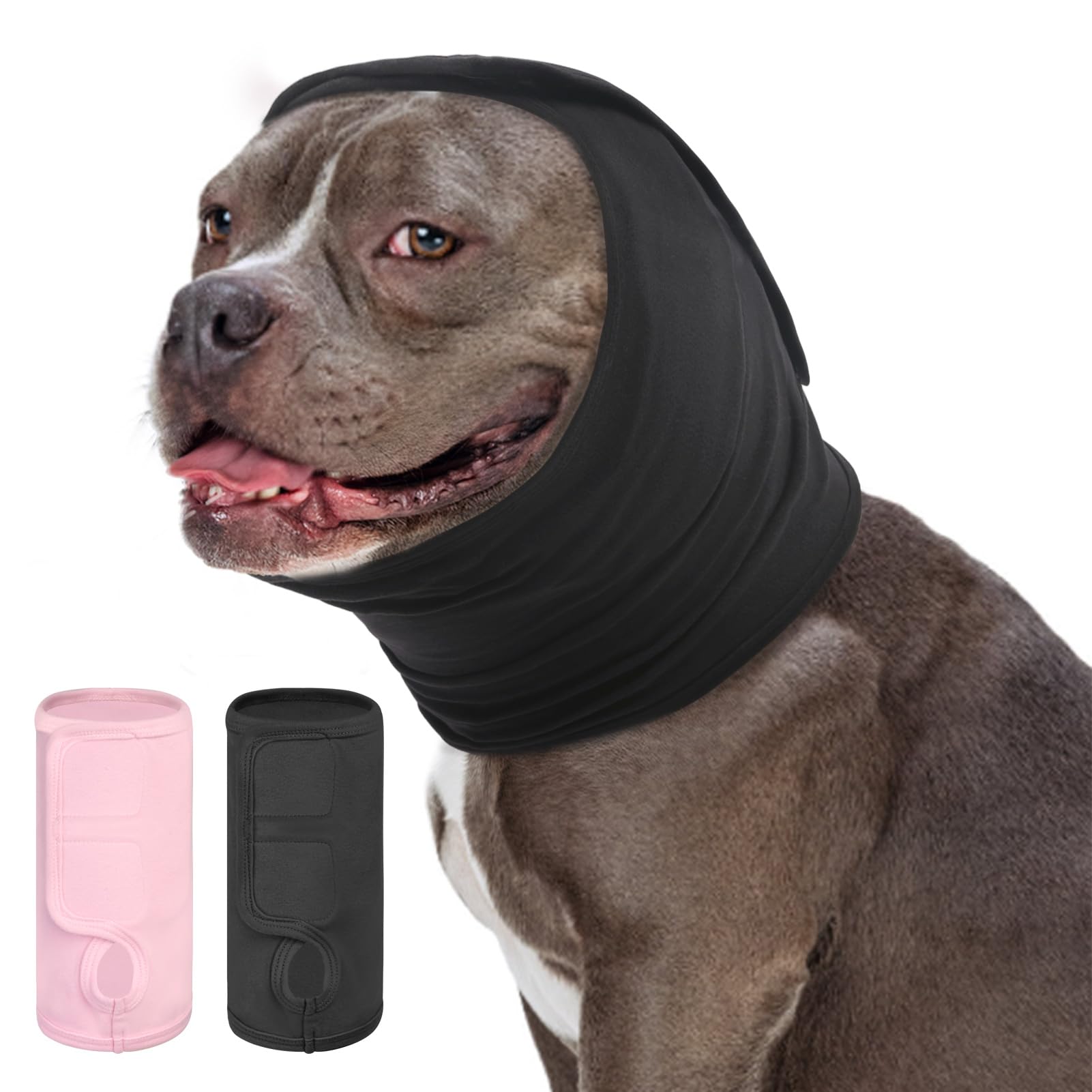 KOESON Dog Calming Hoodie, Soft No Shake Ear Wraps for Dogs, Anxiety Relief & Noise Protection Dog Ear Cover, Adjustable Neck and Head Muffs for Dogs for Firework, Grooming, Thunderstorms, Grey S