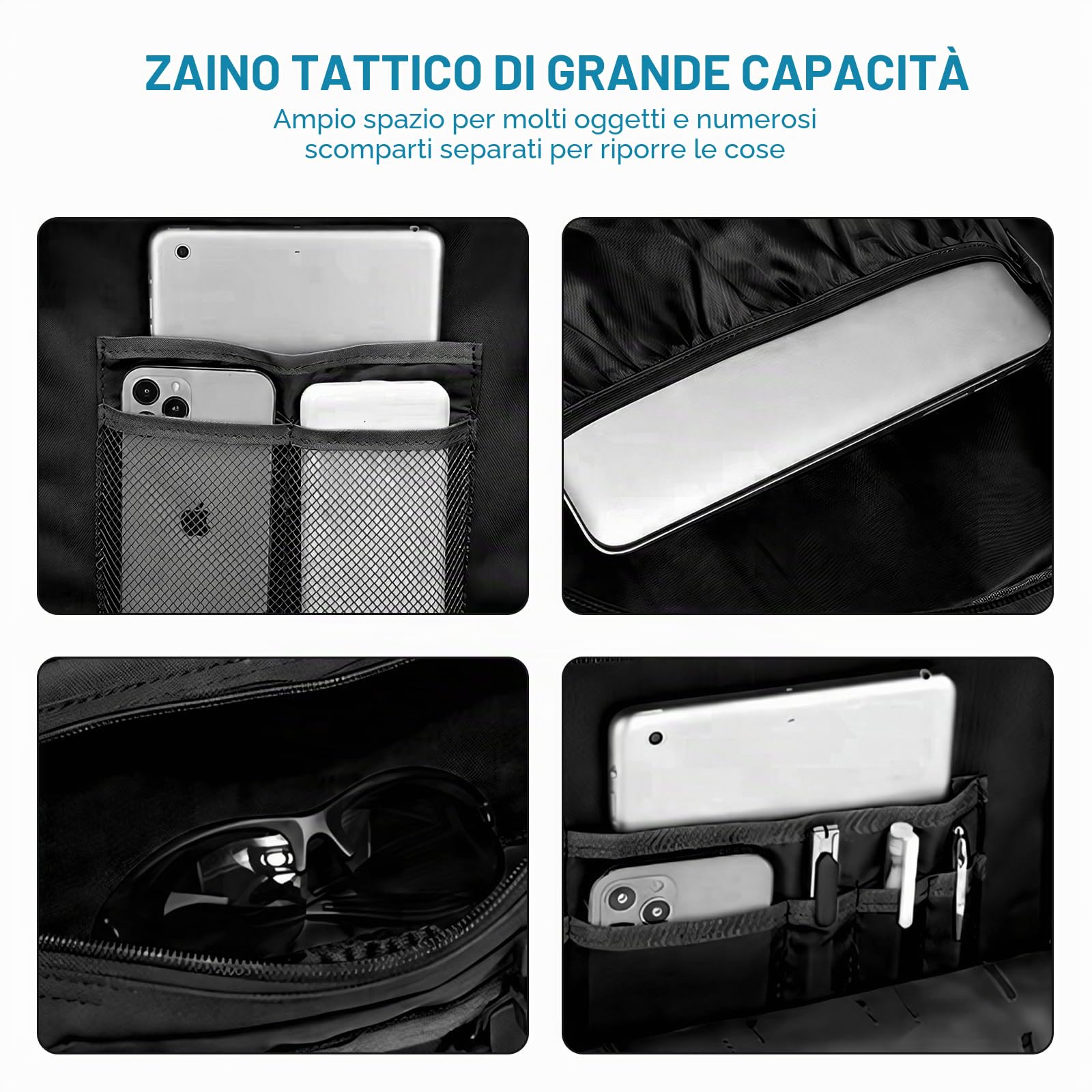 GKXLH Zaino Tattico - 45L Zaino tattico militare per uomini donne, Tessuto Oxford 900D Esercito tattico Bug Out Bag Zaino Daypack, Borsa tattica per militari, escursionismo, pesca, caccia, campeggio