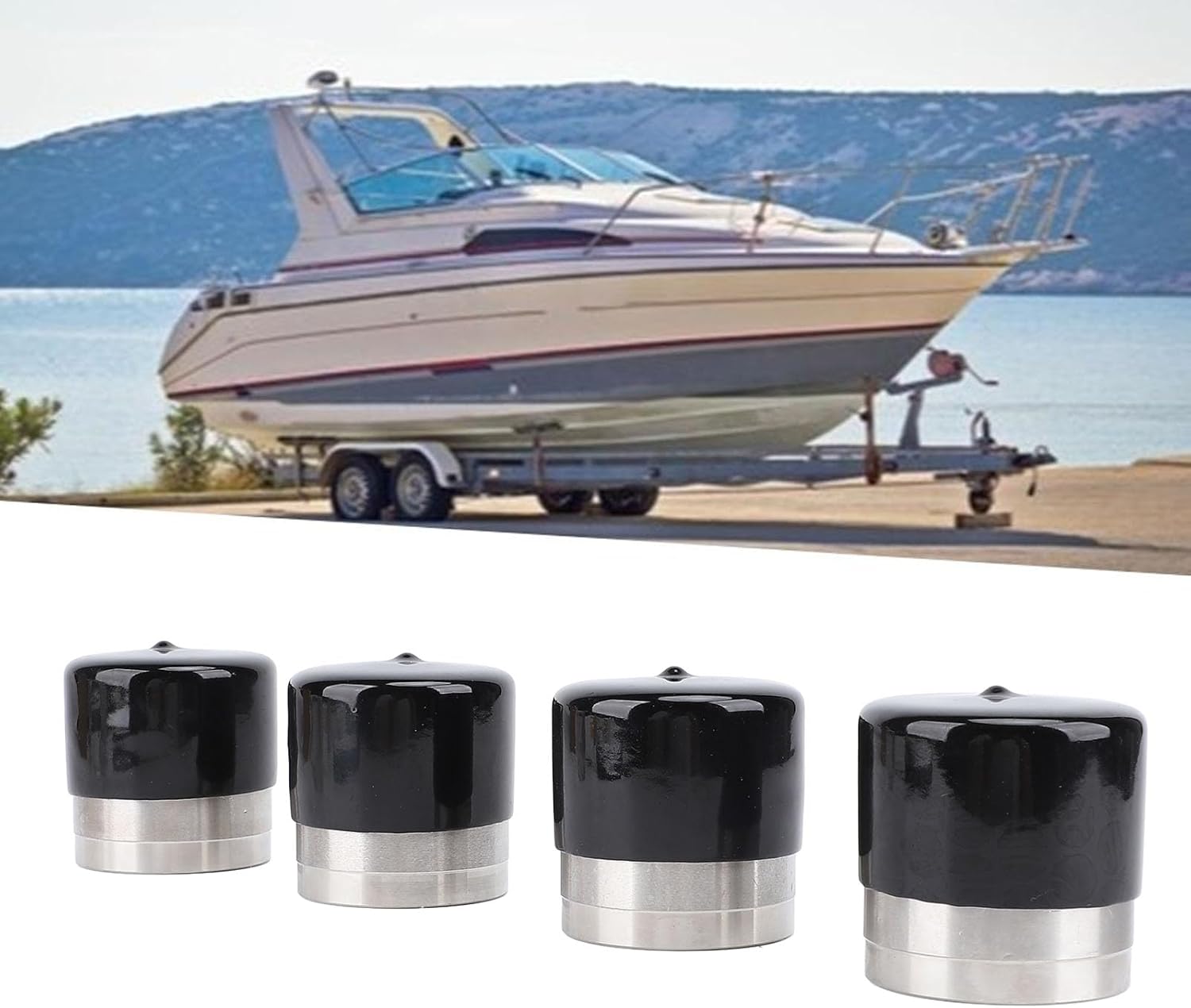 4Pcs 1.980 Inch Stainless Steel Boat Trailer Bearing Protector Caps with Dust Cover Enhanced Guard for Smooth Performance and Longevity
