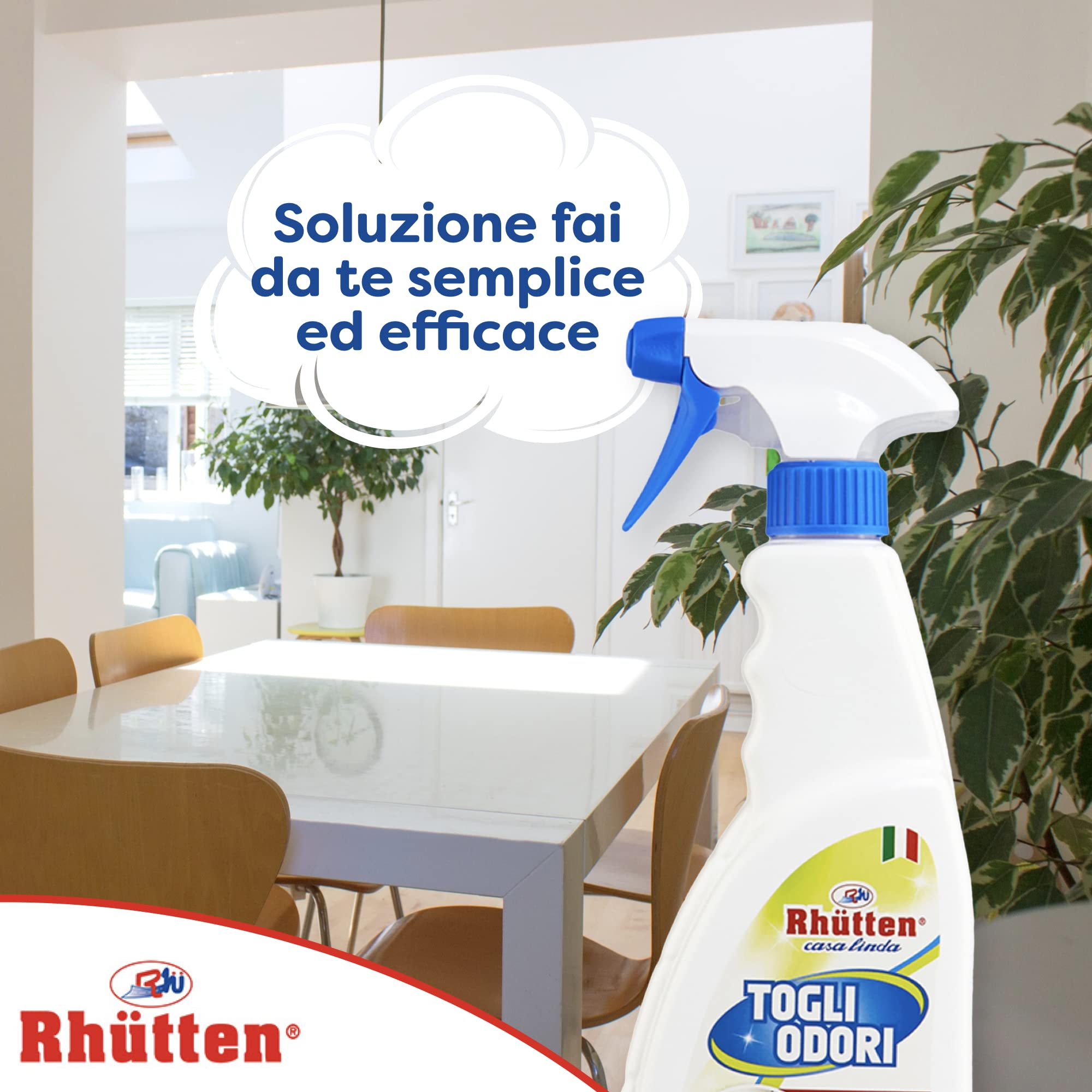 Togli Odori, Rhutten, Casa Linda, Elimina i Cattivi Odori in Casa, Profumo di Pulito, 750ml