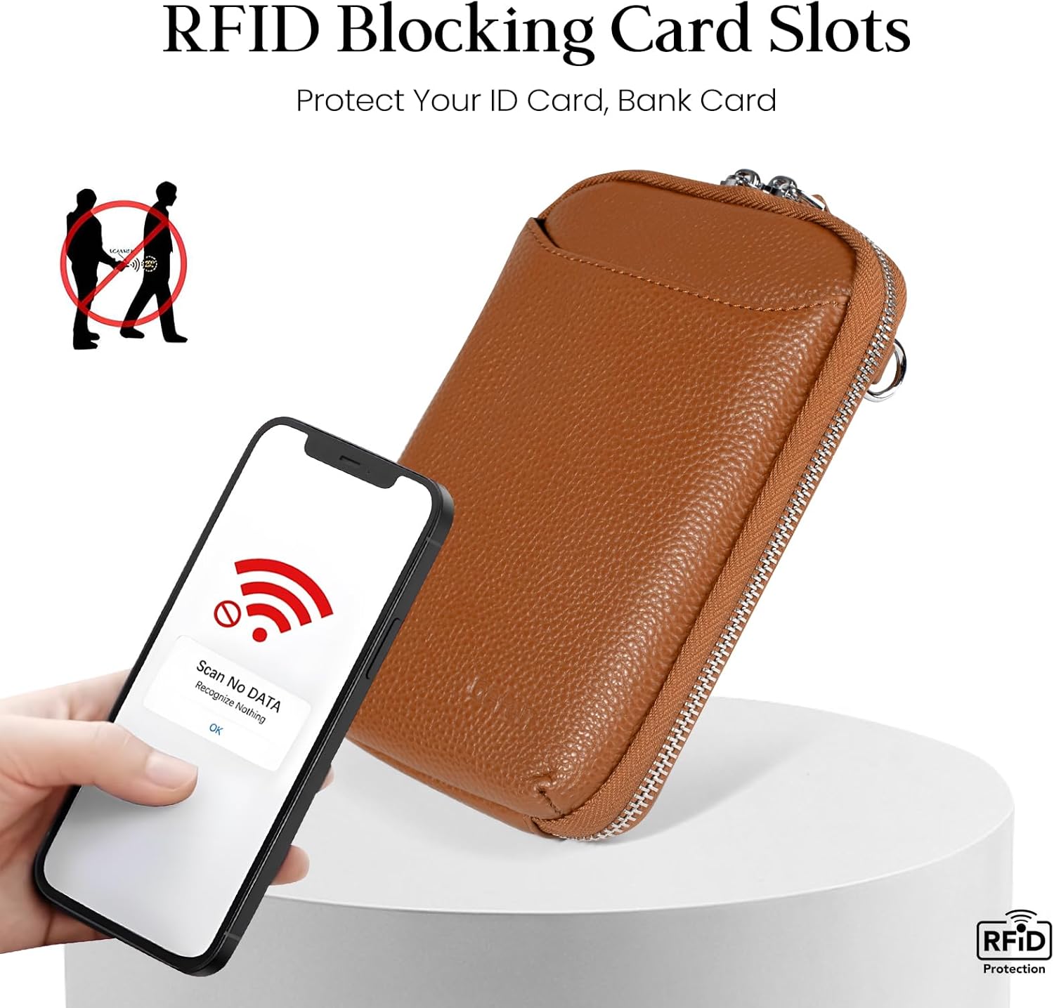 befen Genuine Leather Crossbody Cell Phone Purse for Women, Small Zip Around RFID Blocking Crossbody Wallet Bags - Image 3