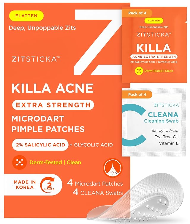 ZitSticka Extra Strength Killa Acne Patches for Face - Worlds Most Potent Pimple Patch with Fast-Acting Microdarts -