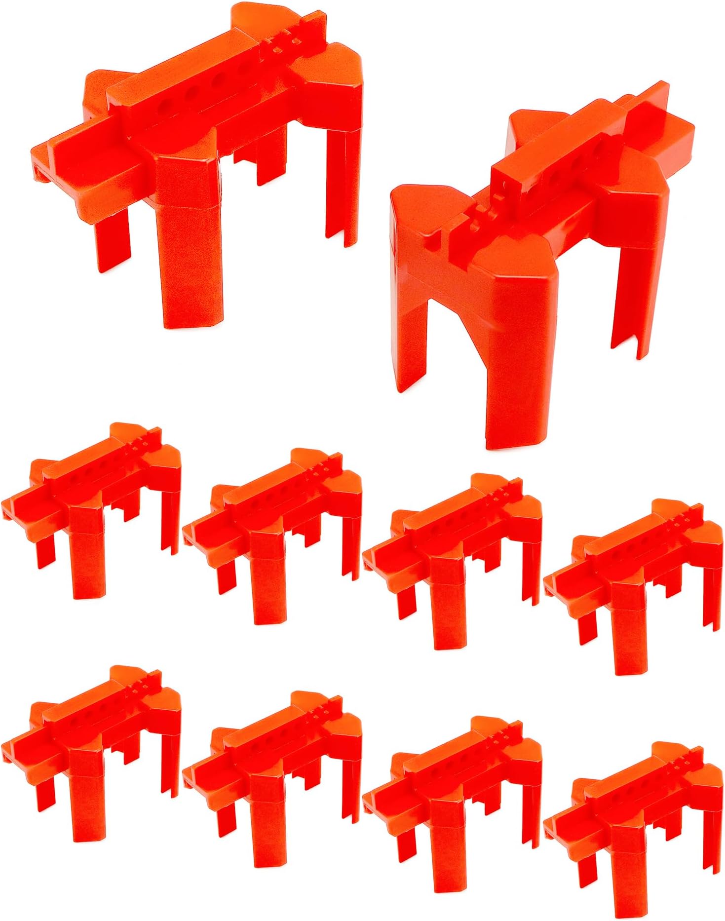 QWORK Small Ball Valve Lockout, 10 Pack Adjustable Ball Valve Lockout Device, for 1/2"-2-1/2" Outside Pipe Diameter, Industrial Faucet Handle Locks, Red