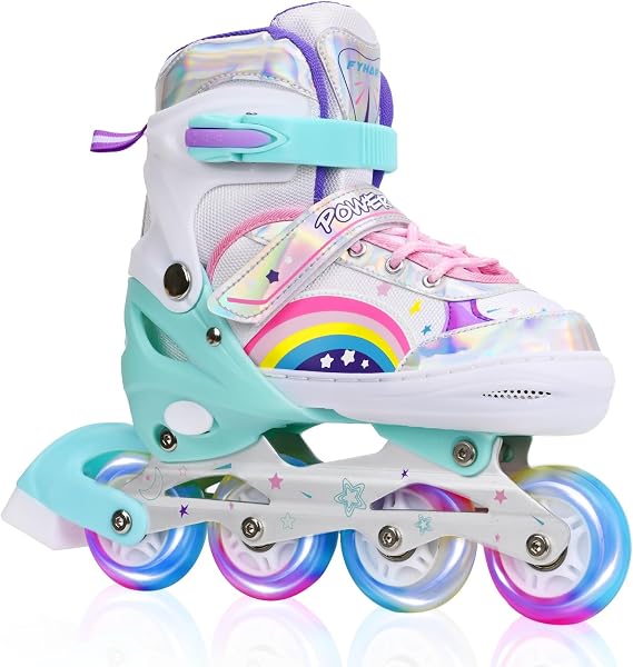 Patines en Linea Ajustables para Niña Niño Patines Linea con Todas Las Ruedas iluminadas, Patines en línea para niños para Uso en Interiores y Exteriores - 1