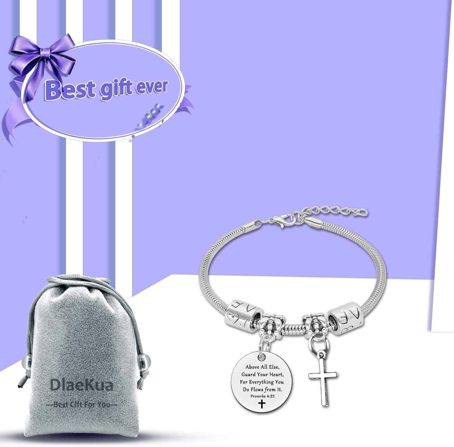 DlaeKua Christian Inspirational Gifts for Women Religious Bracelets Faith Bible Verse Gift Baptism Confirmation Gift Friend Religious Gift Motivation Gifts for Her Christmas Birthday Gifts - Image 7