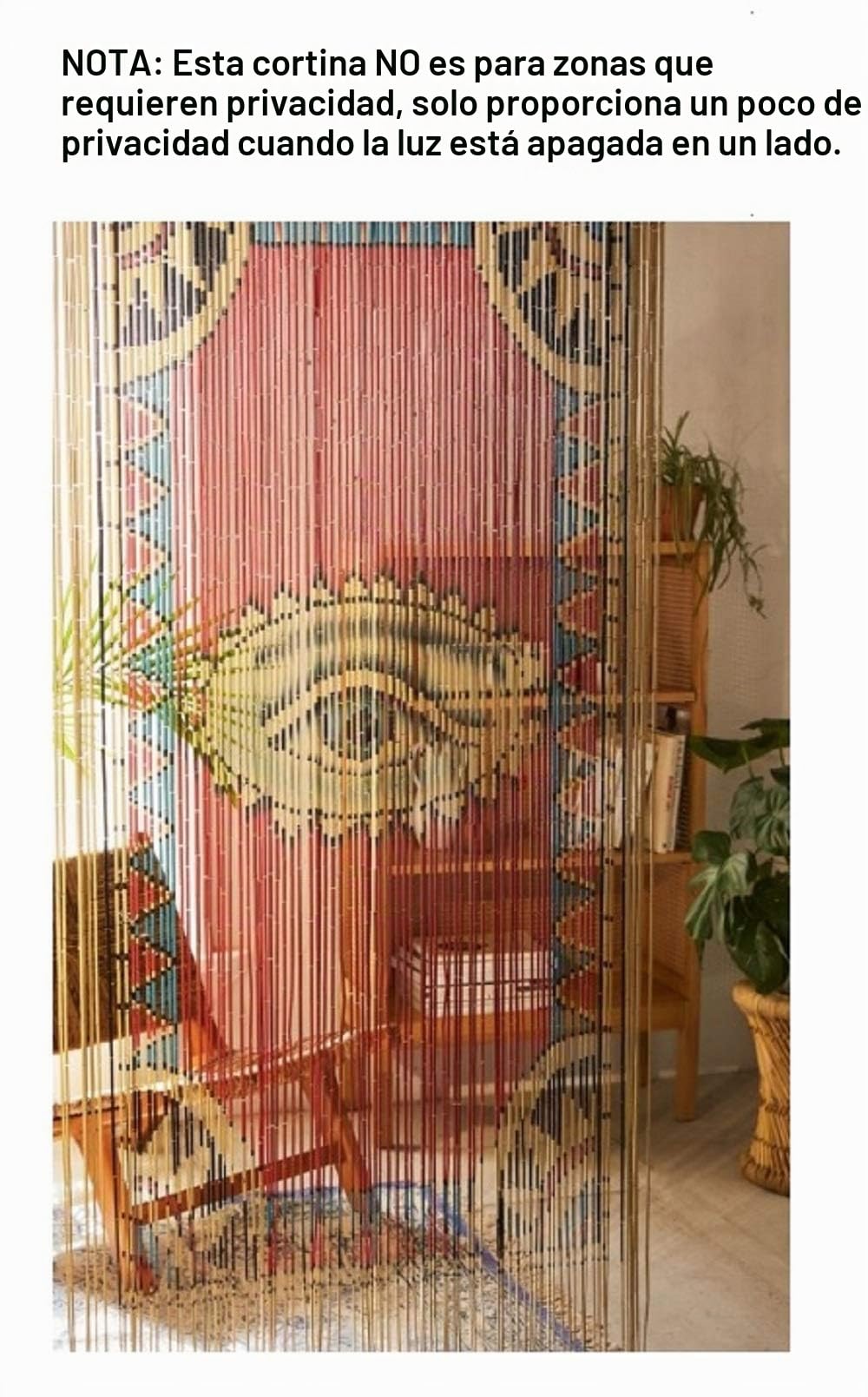 TACHILC The Eye - Cortina de Cuentas de bambú para Puerta, Cortina Bohemia con Cuentas para armarios, decoración de Cuentas de Puerta, Cuentas de bambú para Puertas, 35.5 x 78 Pulgadas | Pintada a mano; 78 x 35.5 pulgadas, se adapta a puertas estándar; se