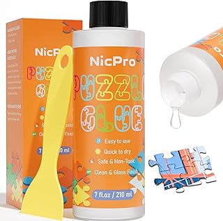 Large Jigsaw Puzzle Glue 7oz / 210ml with Applicator, High Gloss & Quick Drying and Non-Toxic, Diamond Painting Sealer for Art Craft Puzzle 1000/2000/3000/5000 Pieces