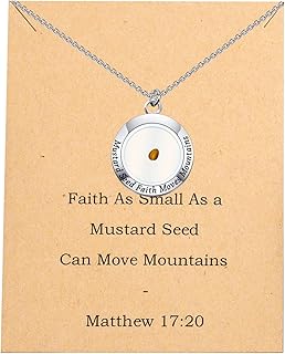 Christian Mustard Seed Necklace Matthew 17:20 Faith Card Gift Christian Inspirational Jewelry Religious Faith Gift
