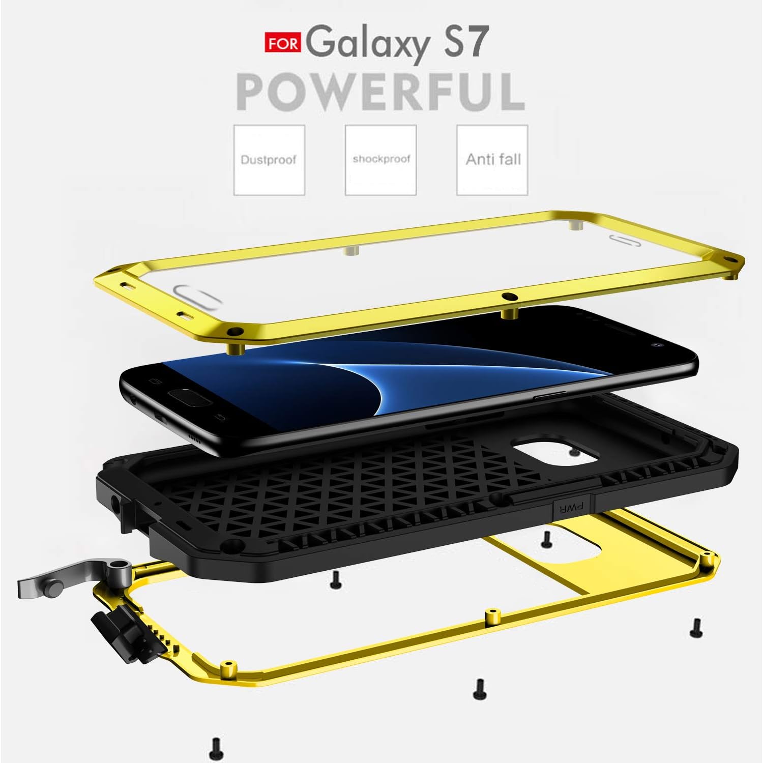 seacosmo Galaxy S7 Case, Shockproof Dustproof Military Grade 360 Full Body Protective Case with Built-in Screen Protector Heavy Duty Rugged Drop Resistant Case for Samsung Galaxy S7, Yellow