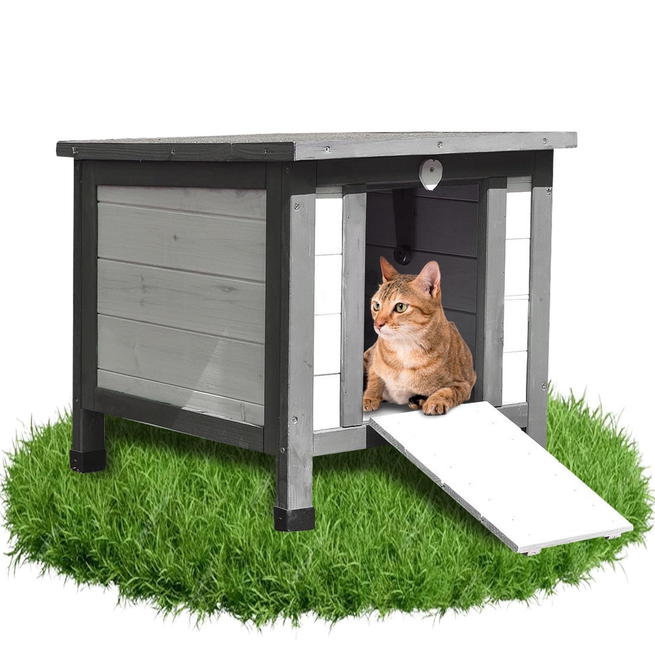 Melko Niche pour chat d'extérieur résistante à l'hiver 50 x 45 x 43 cm Bois