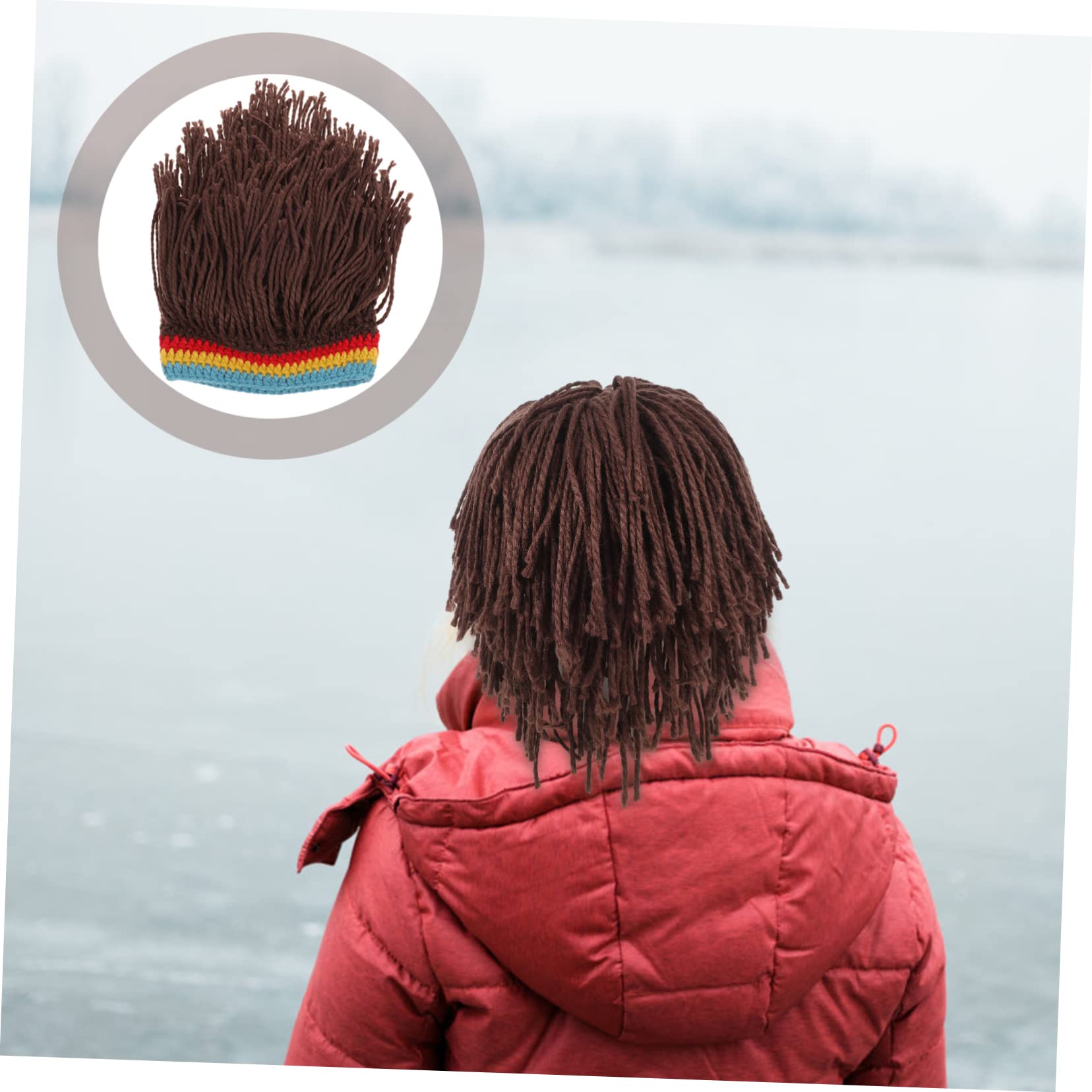 PRETYZOOM Knitted Warm Hat Reggae Wig Cap for Men Women Fashionable Party Headwear