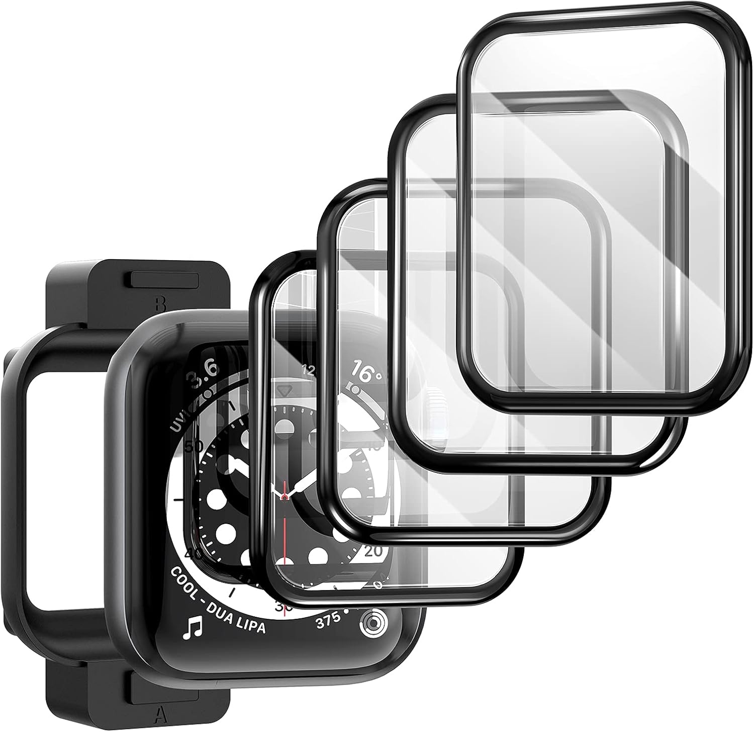 TAURI [4 Pack Compatible with Apple Watch Series 3/2/1 46mm screen protector, 3D Curved Edge Scratch-resistant Bubble Free HD Full Coverage, Waterproof Flexible Protector Film for iWatch 46mm