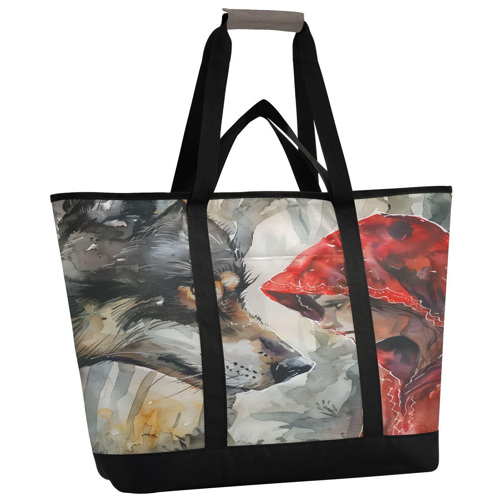 Wolf with Girl - Bolsa térmica aislada, bolsas de compras reutilizables con cremallera, bolsa térmica grande portátil para viajes o camping