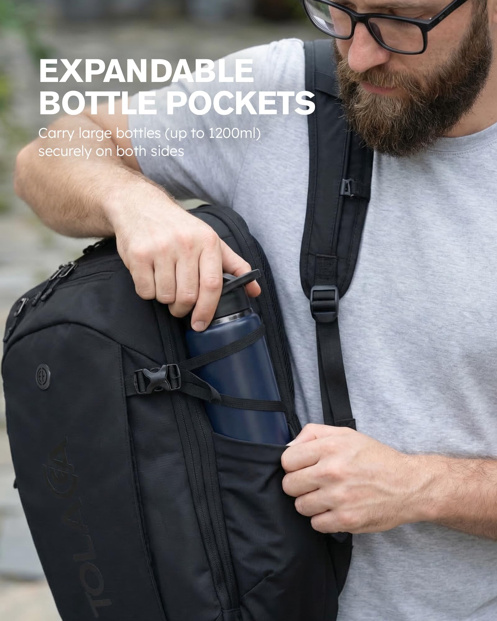 Tolaccea Zaino Porta PC con scomparto EVA per Laptop 15,6″ – Zaino da Viaggio 32L, Zaino Uomo Lavoro e Bagaglio a Mano per Aereo, Resistente all’Acqua e Antifurto, con Tasca Umida e Cerniere YKK
