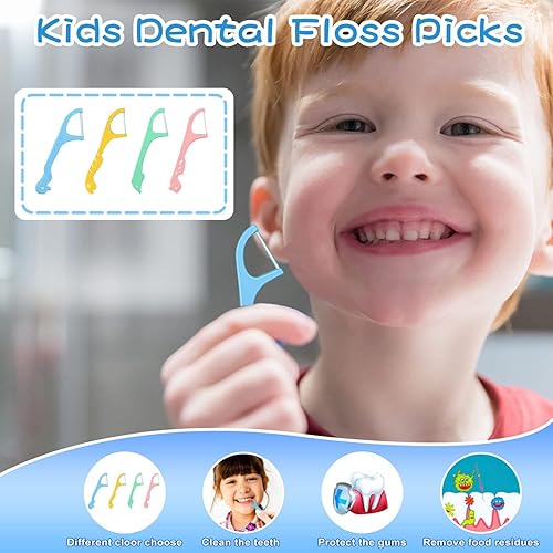 Miniatura 2 de Dispensador de hilo dental para niños, dispensador de hilo dental para niños, 2 cajas con 176 unidades, hilo dental divertido y colorido que te
