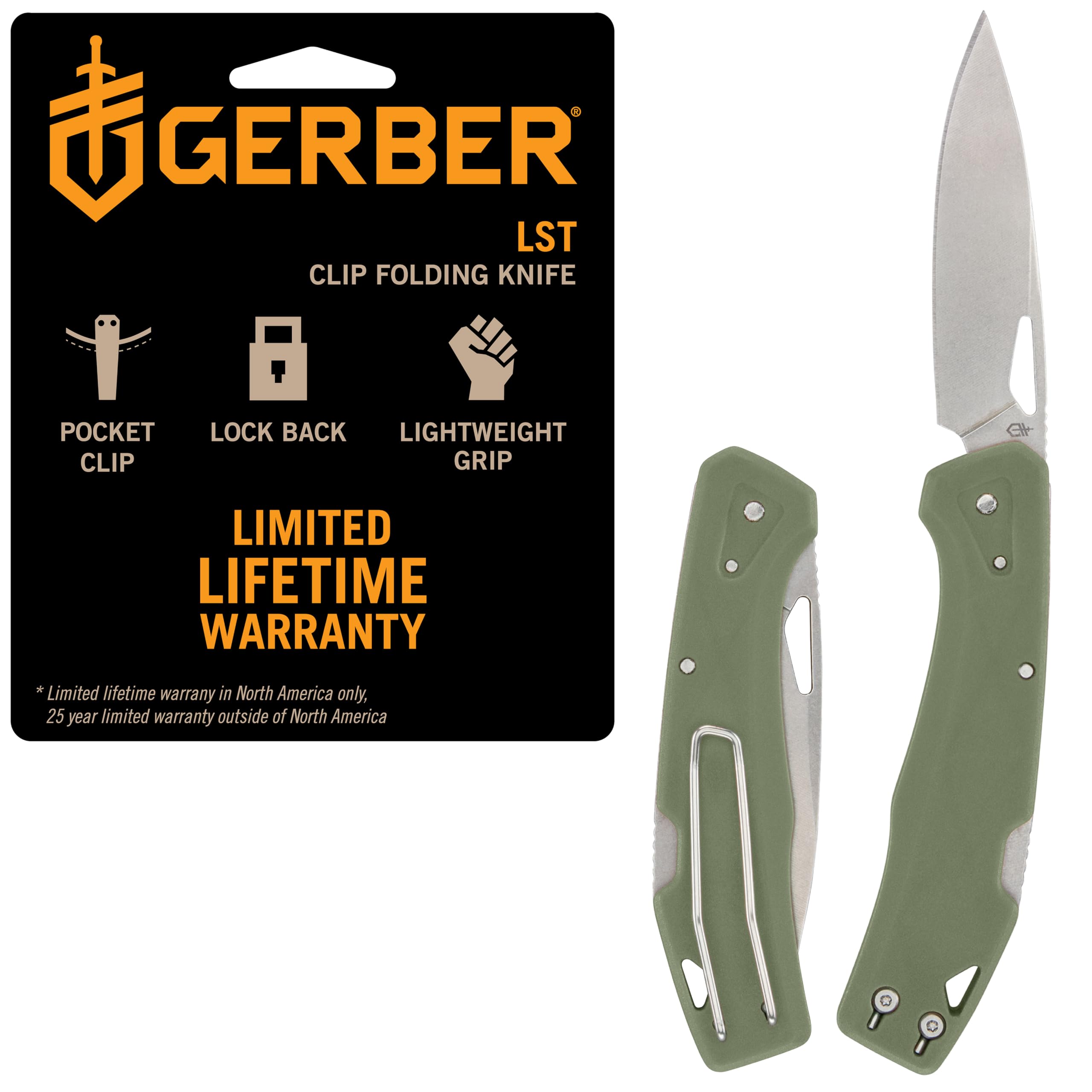 Gerber Gear LST - EDC Pocket Knife - Survival Tactical Tool for Travel, Camping & Outdoor Adventure - Lightweight & Compact Folding Knife - Stainless