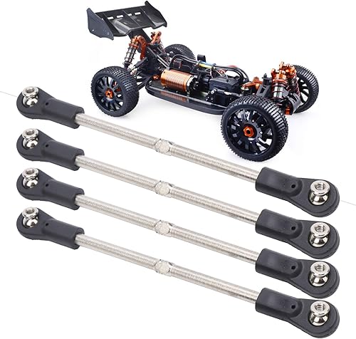 Juego de varillas de varillaje de dirección M4, varilla de enlace de metal ajustable de 4.331-4.724 in para camión de carreras RC 18