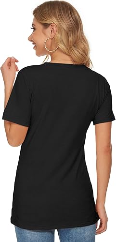 Vista 4 de WNEEDU Womens T Shirts Short Sleeve Crewneck Loose Summer Tees Basic Tops