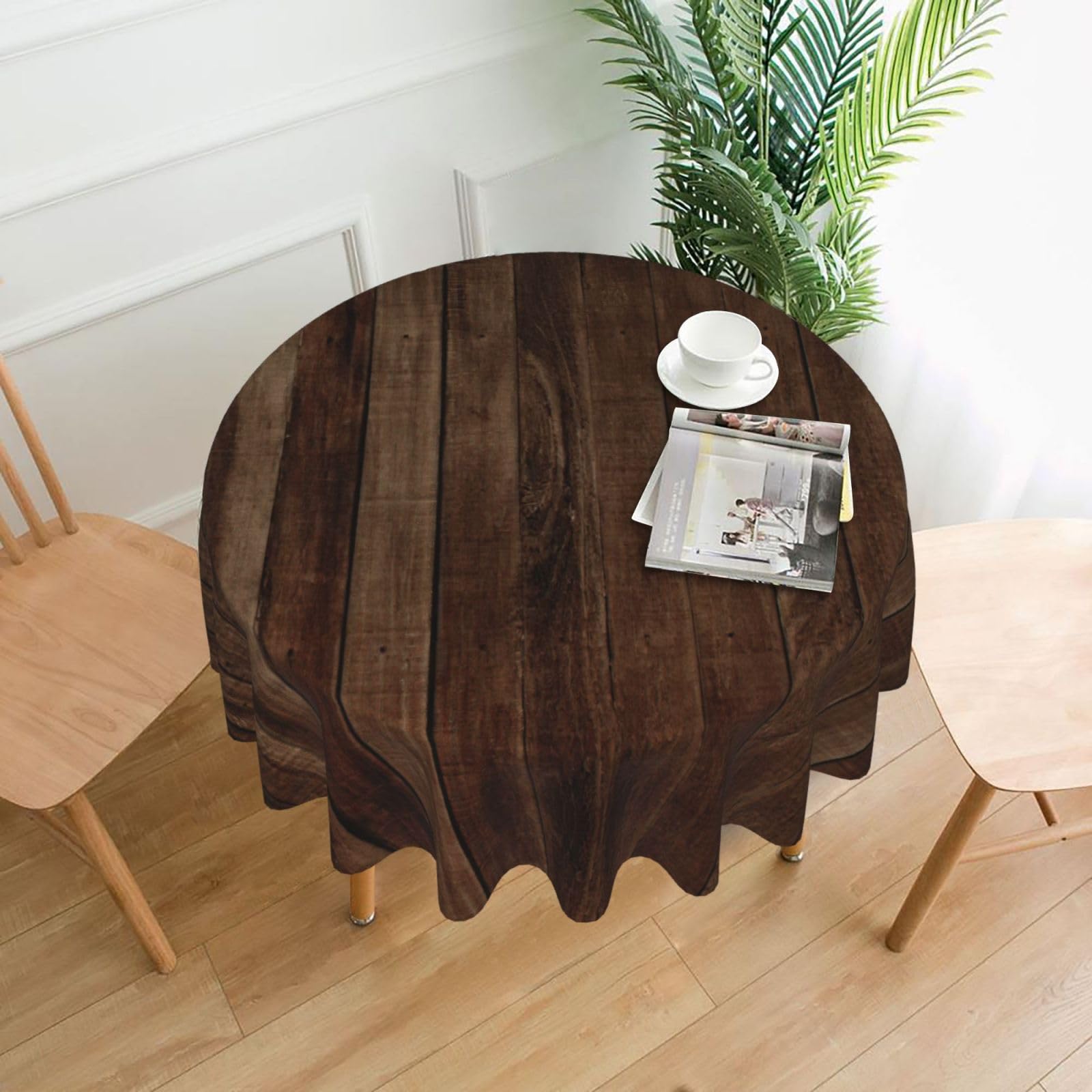 Uusnwaa Board Print Round Tablecloth 60 Inch, Stain Wrinkle Resistant Washable Polyester Table Cover For Kitchen Party