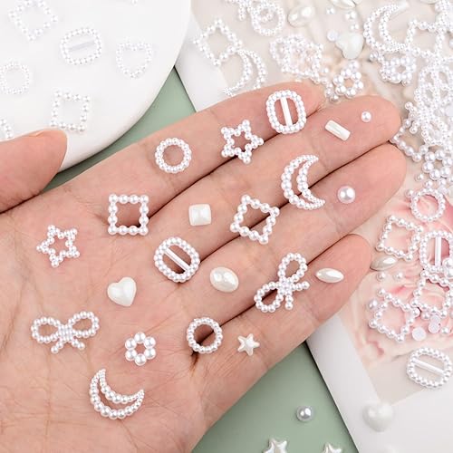 Miniatura 4 de editTime Kit de 100 dijes de arte de uñas 3D resina acrílica camelia margarita rosa mariposa lazo luna corazón oso para manicura manualidades