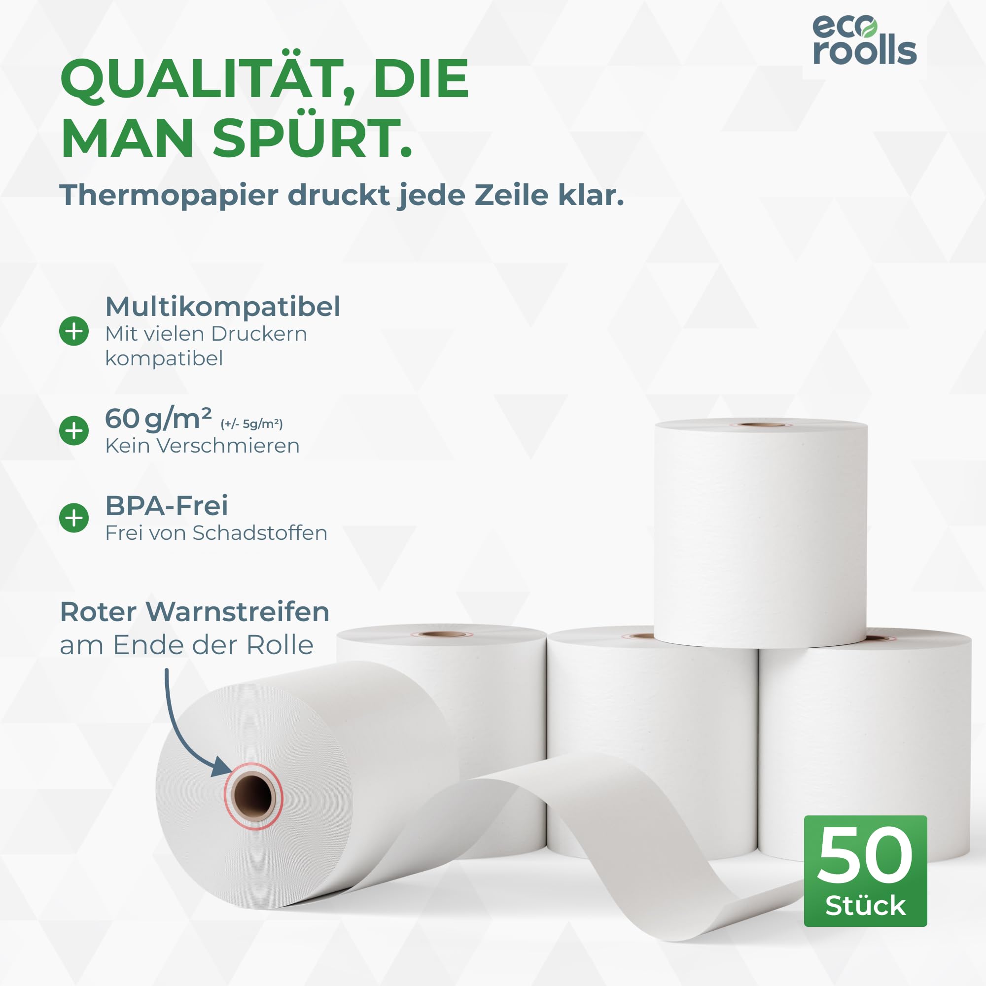 Thermorollen 80mm x 80mm x 12mm [Für alle üblichen Kassensysteme] - Kassenrollen 80x80x12 Thermo - Bonrollen Thermopapier - Geeignet für Drucksysteme mit Papierbedarf bis 80m (50 Stk)