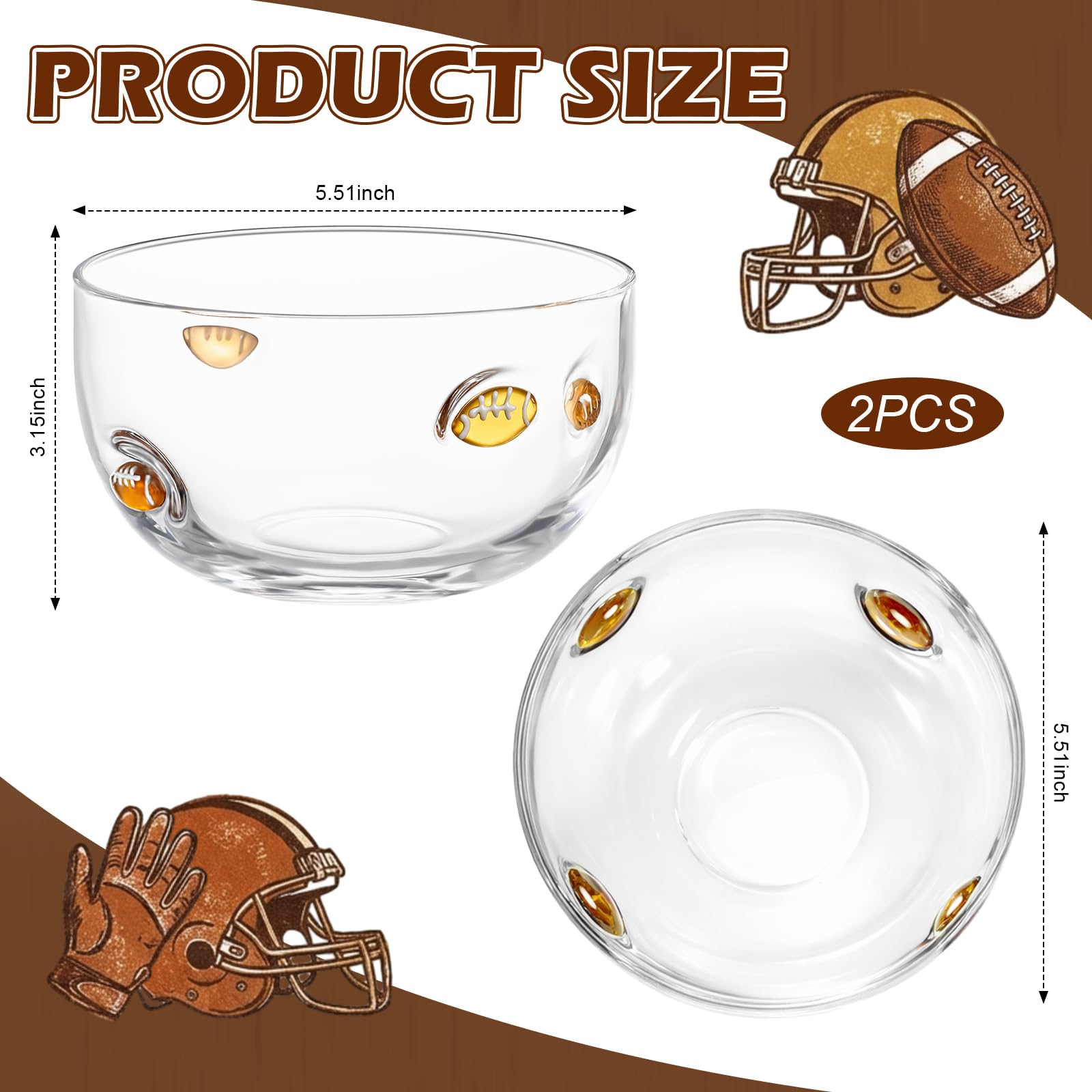 football helmet candy dish FoldTier 2 Pcs Snack Bowls 17 oz Reusable Icon Glass Dessert Bowl Reusable Football Serving for Snack Chips Popcorn Candy Sports Game Gifts Birthday Party Favors Table Turbine Technology Big Fish in Charleston Color:Navy Zig Zag Luxe or just as a