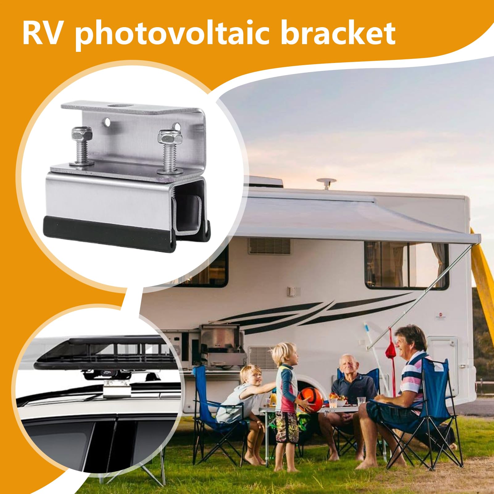 Soporte para Paneles Solares de Autocaravana 4X Soportes Fotovoltaicos | Estructura Resistente En Acero Inoxidable Para Camping, Yates, Techo De Autocaravana Y Remolques
