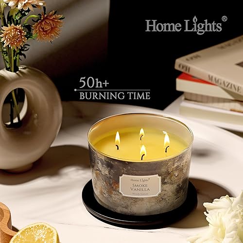 Miniatura 5 de HomeLights Vela de Tarro Grande  Velas Aromáticas de 4 Mechas de Larga Duración, Vela de Cera de Soja Natural de 18oz para Hogar Aromático, Regalos