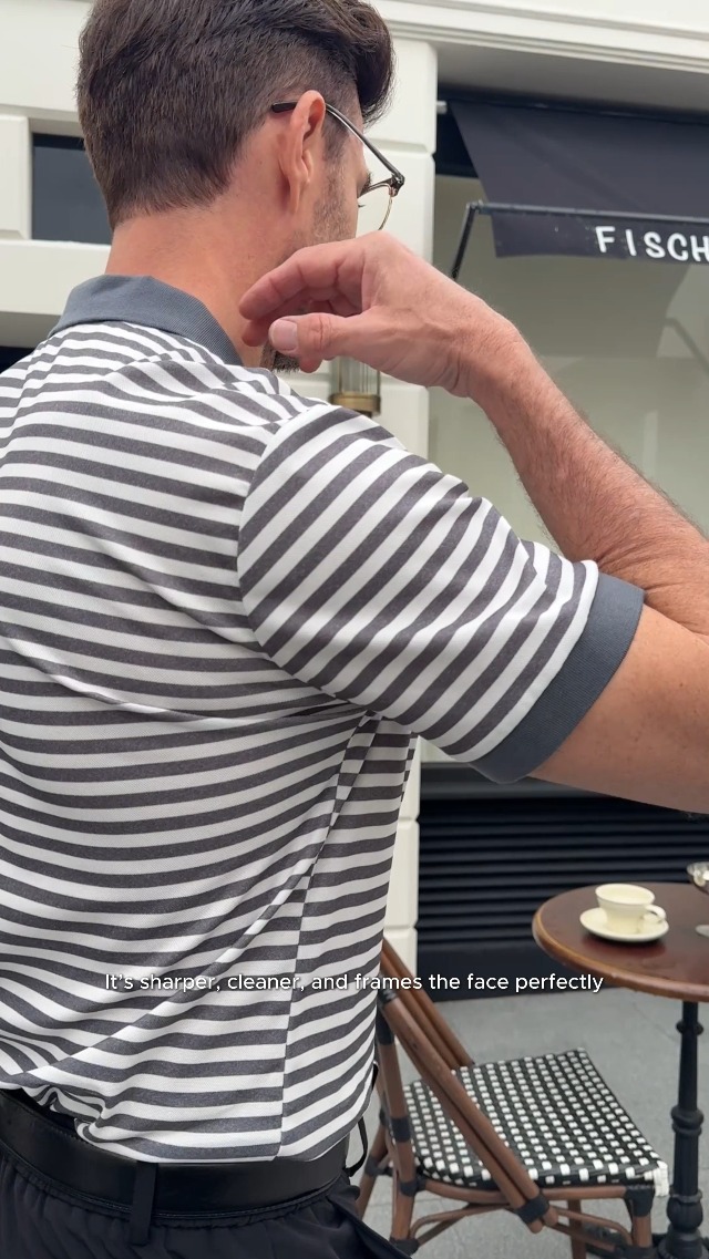Camiseta polo tejida para hombre de Runcati, manga corta con cuello en V y rayas, ideal para golf y uso casual en verano miniatura 6